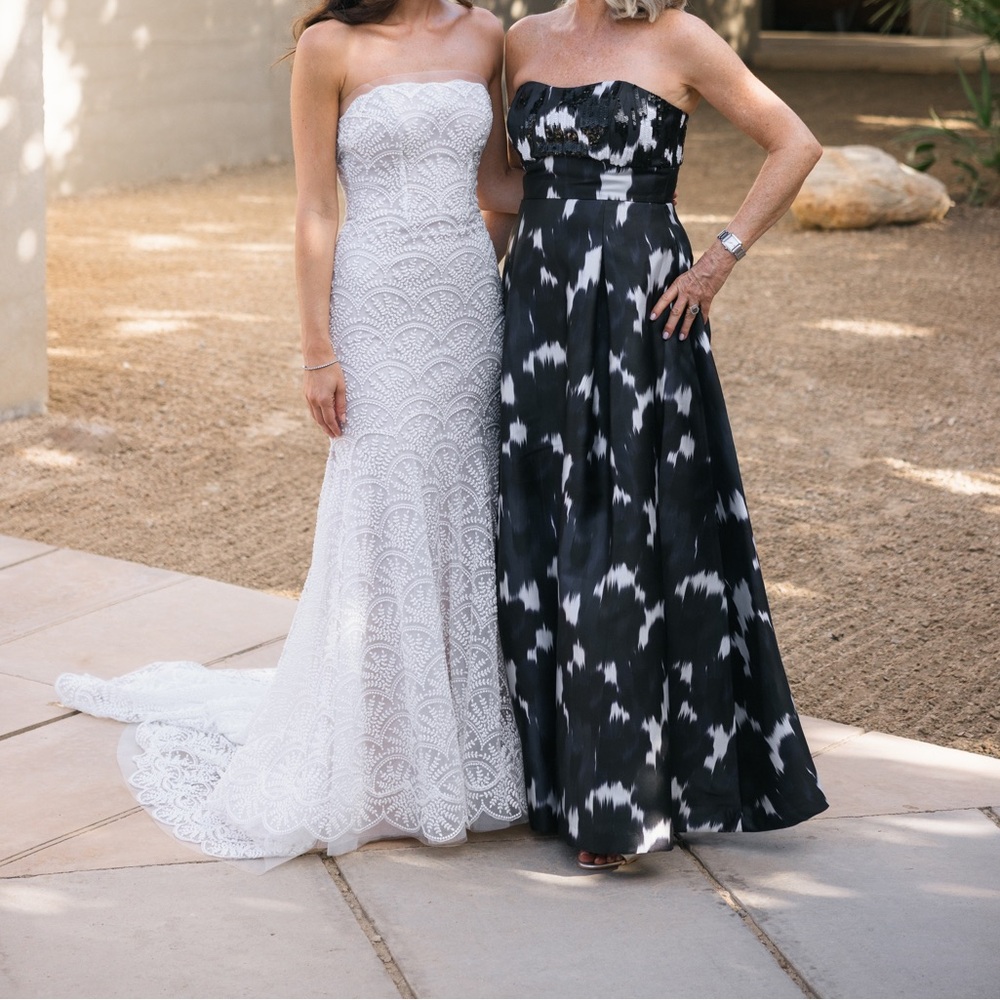 Sachin + Babi Dark Ikat A-Line Gown